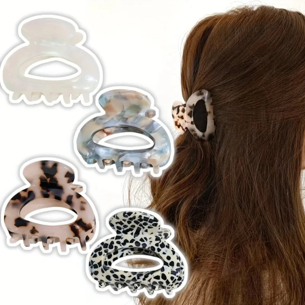 1/4PCS Elegant Sweet Small Oval Hair Claw Clip for Women Secure Grip Hair Accessories Ponytails Hair Clip Sophisticated Style - view 2