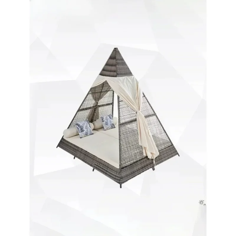 Outdoor leisure lounge chair courtyard creative rattan sofa scenic hotel triangular tent bed shading