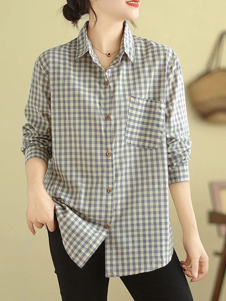 

Women's plus Size Breathable Thin Long Sve irt Casual Cheered Spring Faionable Button up irt Comfortable Fit