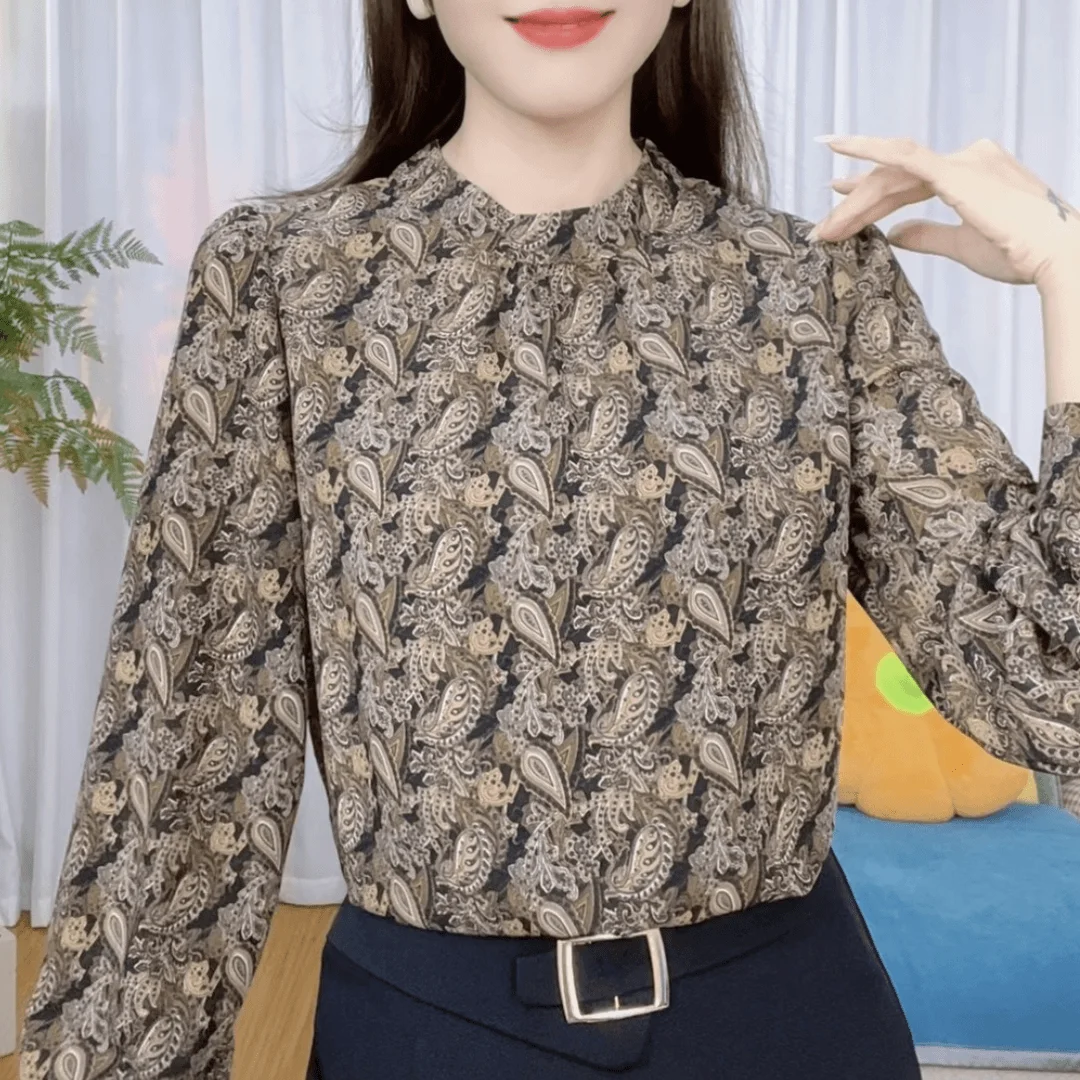 

Women's Slimming and Flesh-covering Breathable Chiffon Shirt Tops for Women New Fashionable Printed