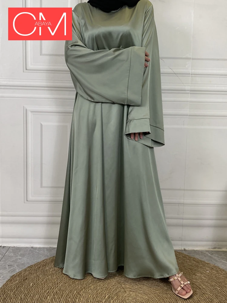 Ramadan Abaya Femme Musulmane Satin Hijab Dress Turkey Kaftan Caftan Marocain Muslim For Women Vestido Islam Simple Maxi Robe