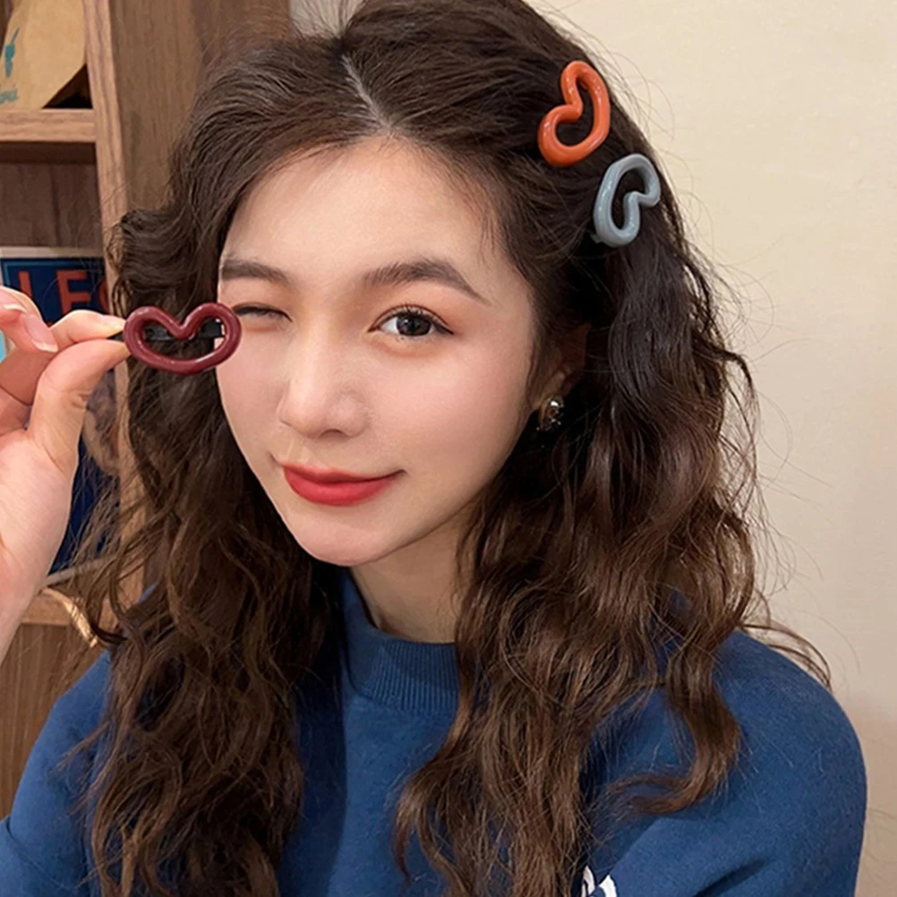 

48pcs Clips Heart Hairpin for Women Girls Small Colorful Hair Accessories Cute Decoration Button Hairpins Stylish