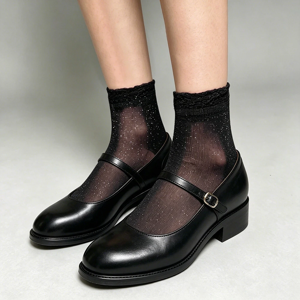 5 Paar/Set Damen Dünne Transparente Sommer Atmungsaktive Sexy Glänzende Socken Koreanischer Stil Seidensocken Luxus-Design Elastische Socken – Detail 3