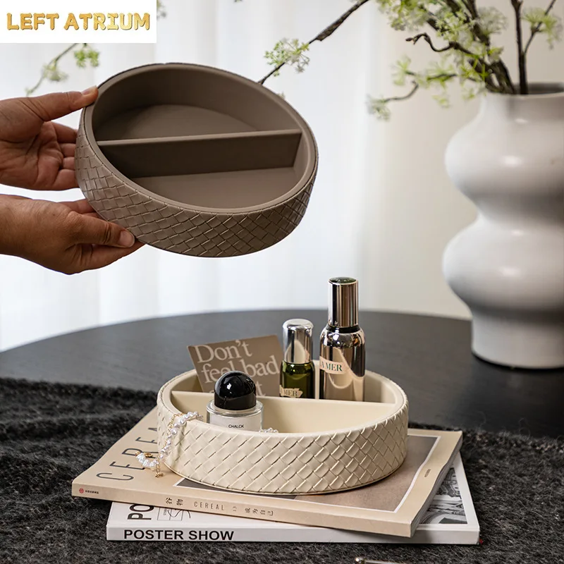 Luxury Nordic Leather Perfume Tray, Vintage Entryway Organizer with Compartments for Jewelry & Fragrances, Desktop Decor