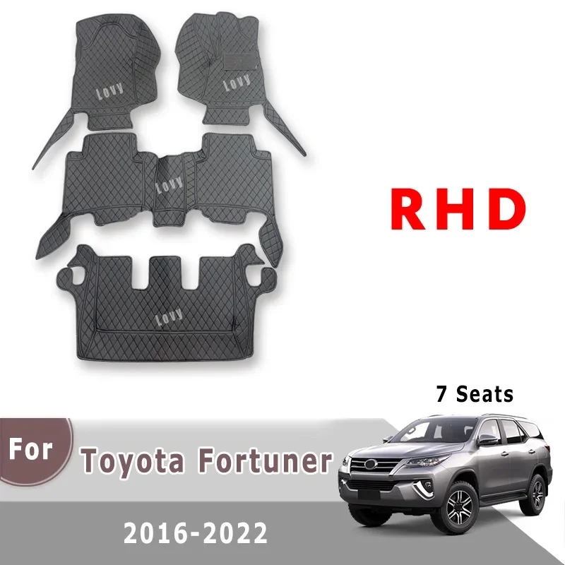 

RHD Carpets For Toyota Fortuner 2024 2023 2022 2021 2020 2019 2018 2017 2016 (7 seats) Car Floor Mats Auto Interior Accessories