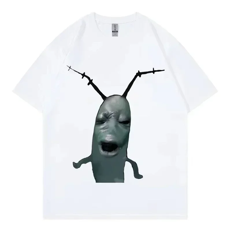 Cursed Plankton Funny Meme T Shirts Gothic Fashion Oversized T-shirt Casual Pure Short Sleeve T-shirts Unisex Streetwear