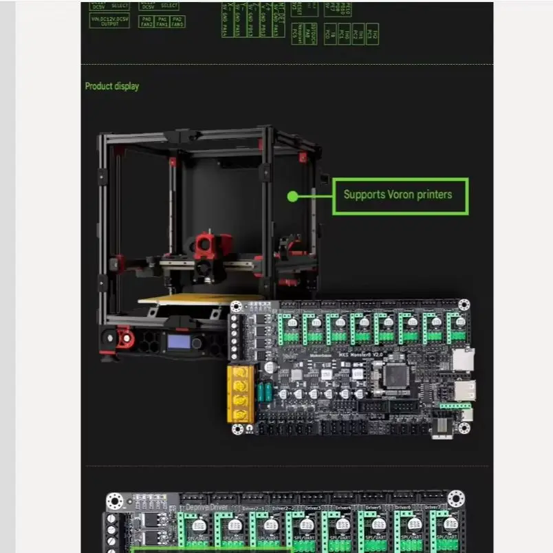 MKS Monster8 V2.0 3D printer motherboard, a 32-bit 8-axis main controller for the Voron printer