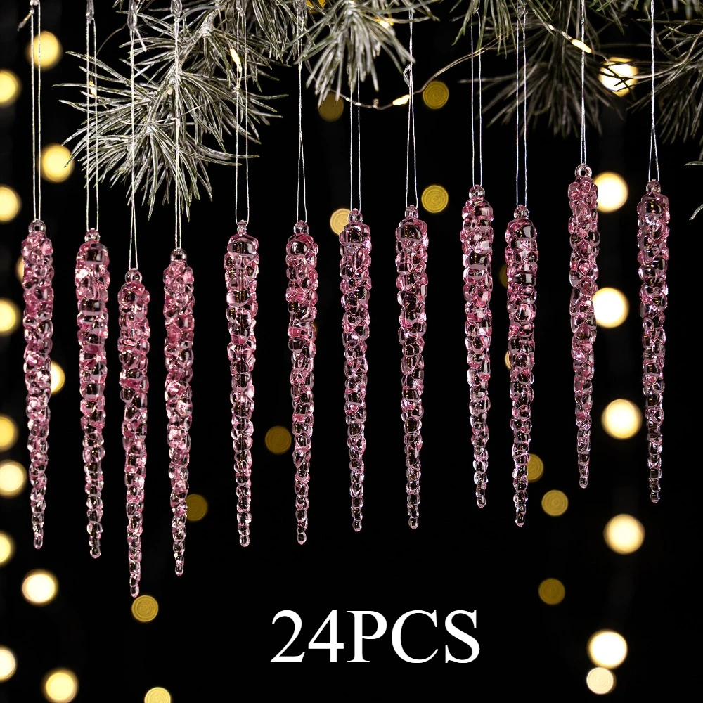 24-teilige kreative weihnachtliche, simulierte Eiszapfen aus Acryl, Weihnachtsbaum-Hängedekorationen, geeignet für die Weihnachtsdekoration zu Hause – Detail 12