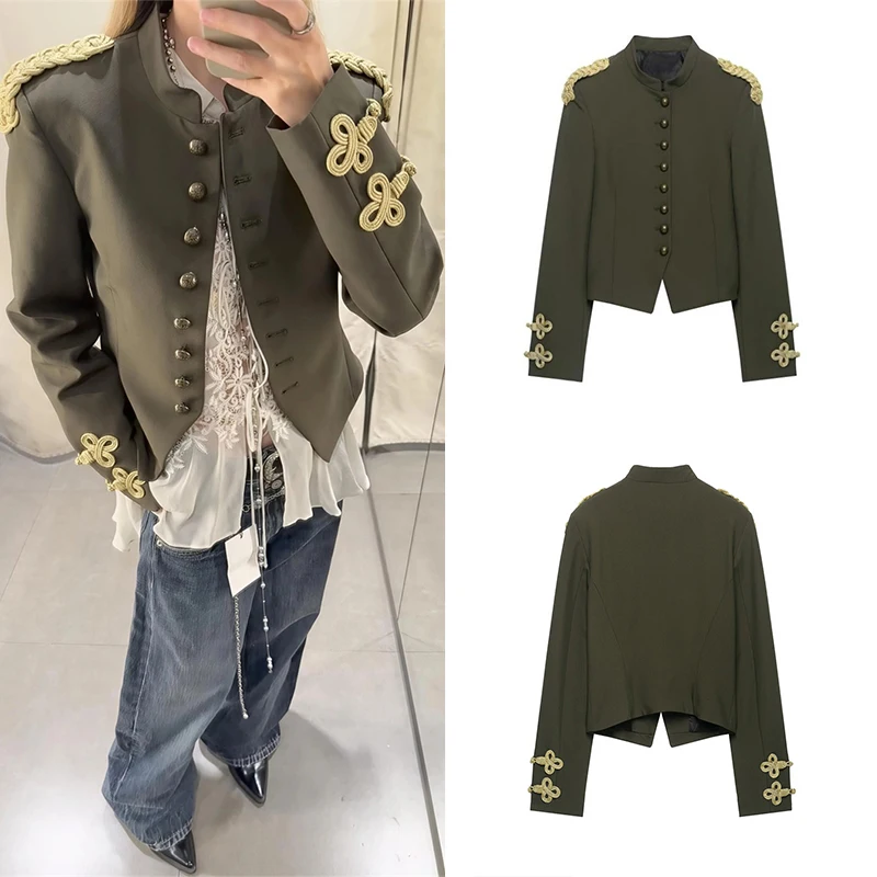 Guobioziy Women's Decorative Short Blazer 2026 Spring-Autumn Collection French Casual Fashion Classic British Street Daily Style