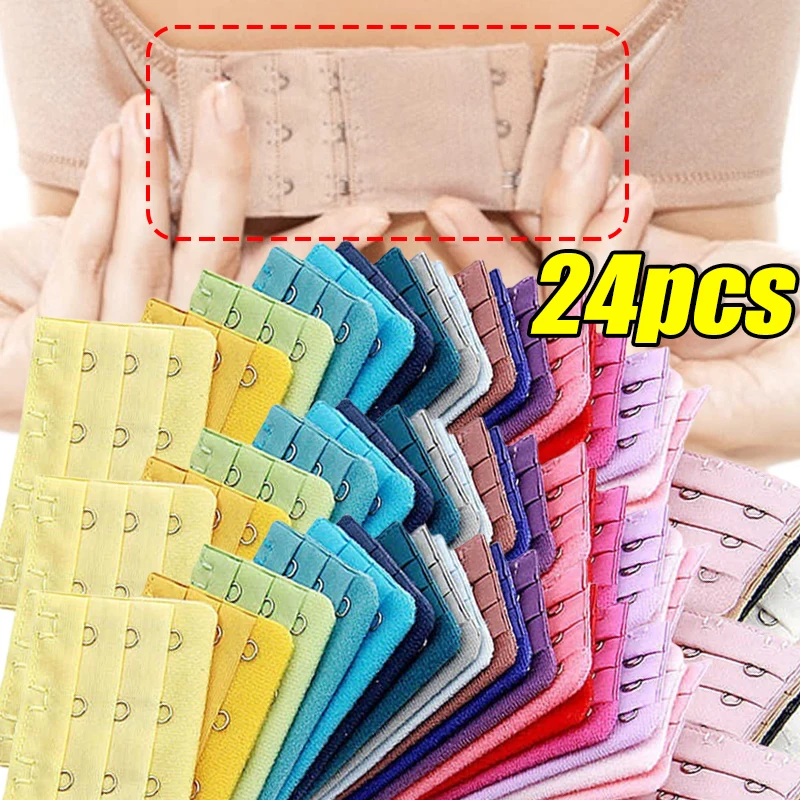 3/24pcs Hook Bra Extender Women's Elastic Bra Extension Strap Hook Clip Expander Adjustable Buckle Intimates Accessories