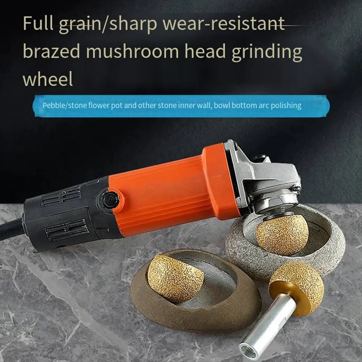 SALE AA63 Brazing Mushroom Polishing Cone Pebble Cobblestone Marble Abrasive Tools Inner Circle Flower Pot Arc Grind 40mm