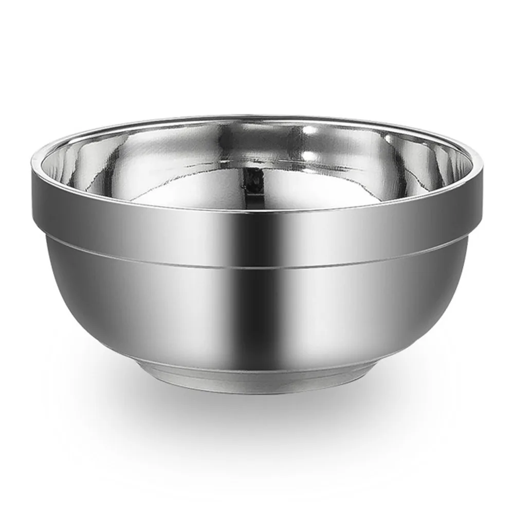 2Pcs Rustless Steel Metal Bowl Smooth Polished Practical Food Bowl Round Bowl Stackable Structure Dining Bowl Canteen