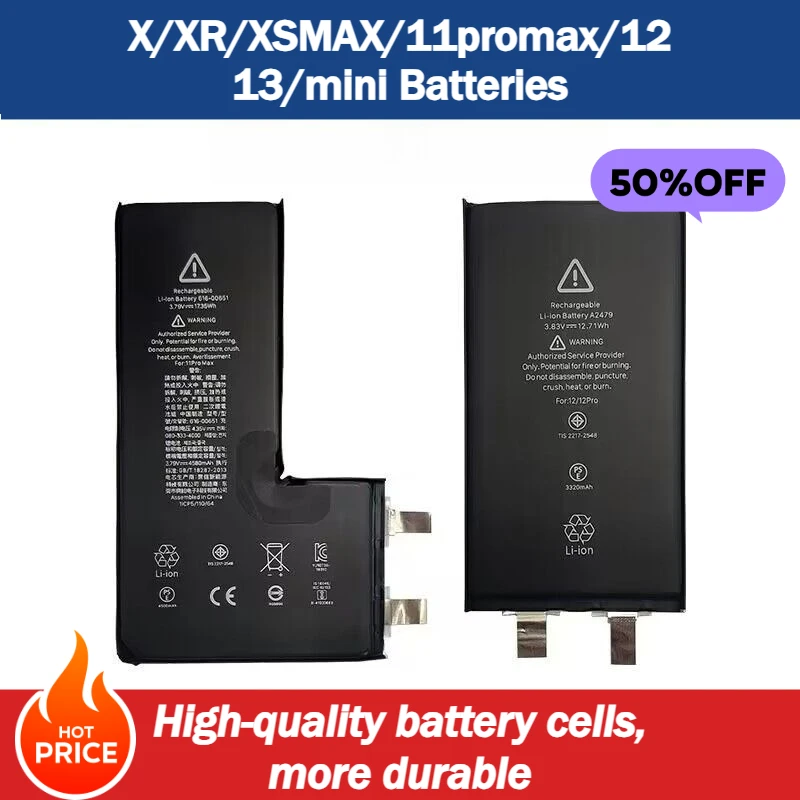 

Аккумуляторы увеличенной емкости для Apple X/XR/XSMAX/11promax/12/13/mini без всплывающих окон