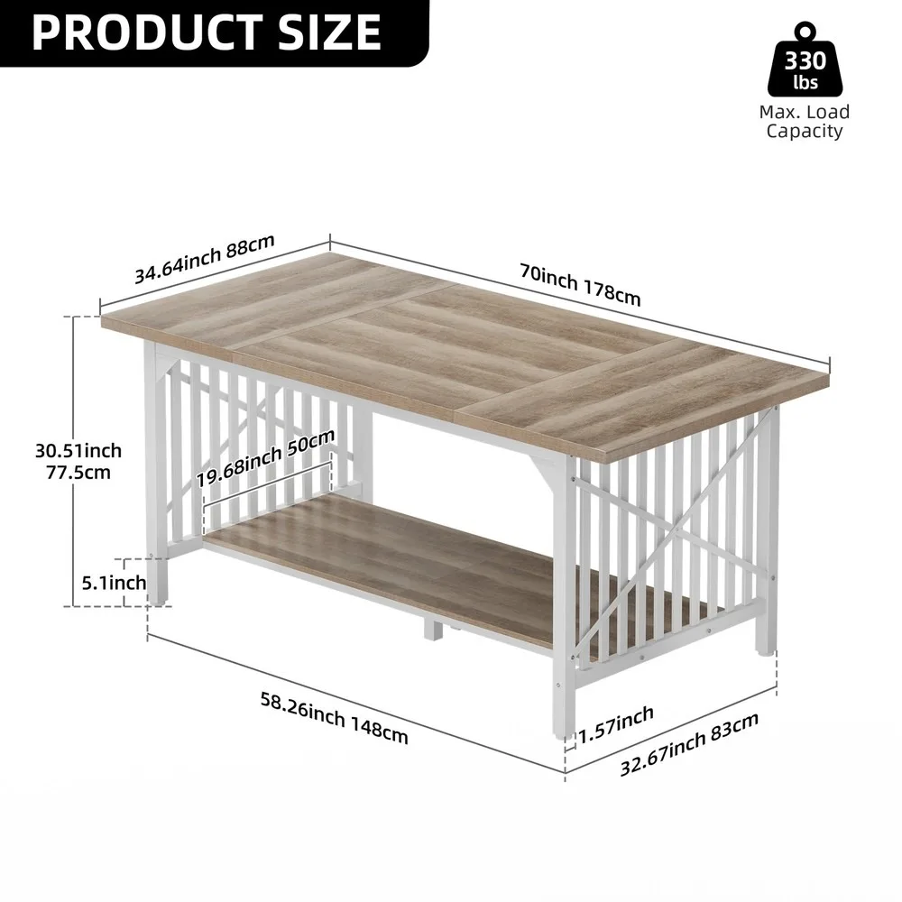 70.8'' Kitchen Dining Room Table for 4-8 People Farmhouse Dinette Table
