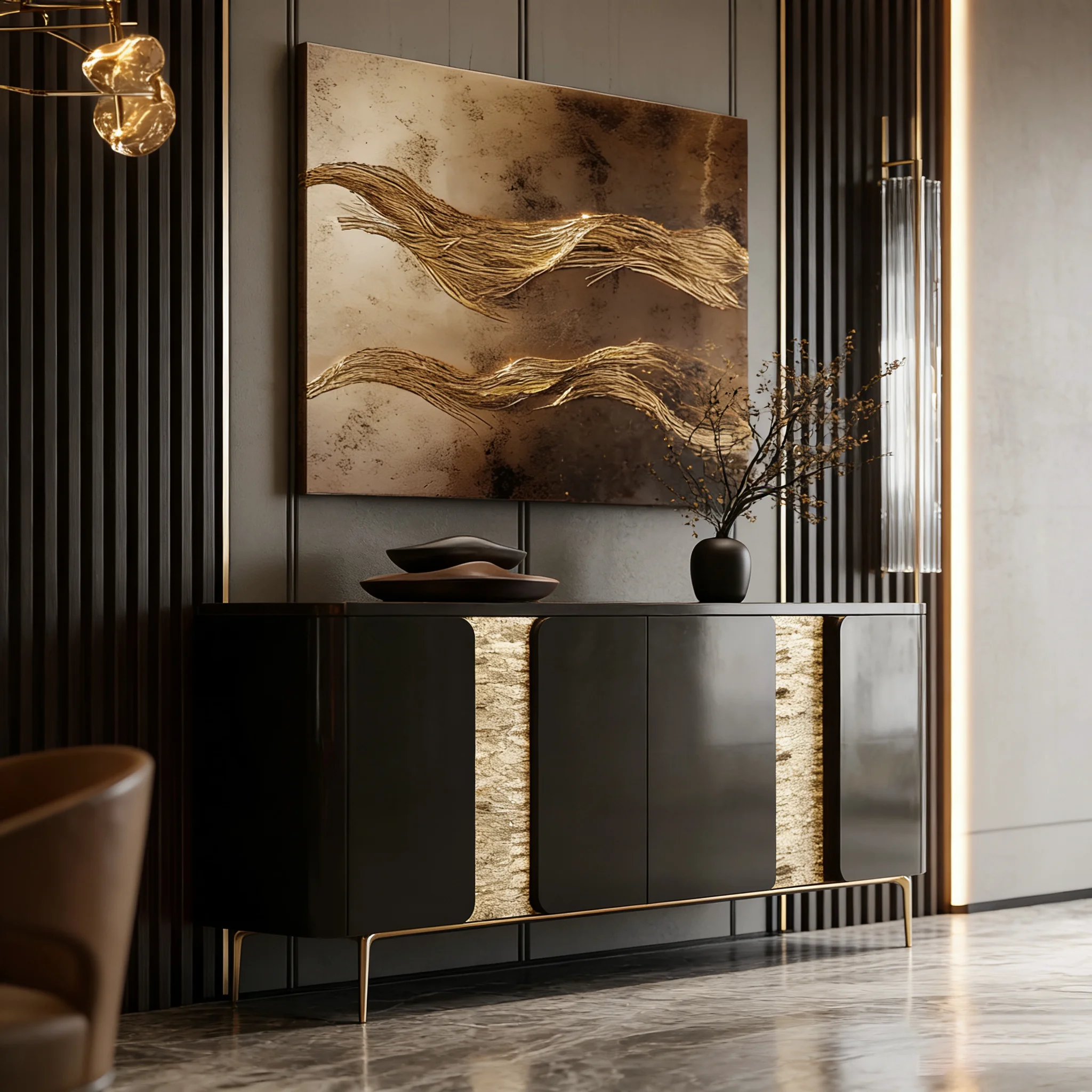 GThe New Medieval Style Entrance Cabinet Design Sense Solid Wood Carving Side Cabinet Integrated Against The Wall Entrance Cabin