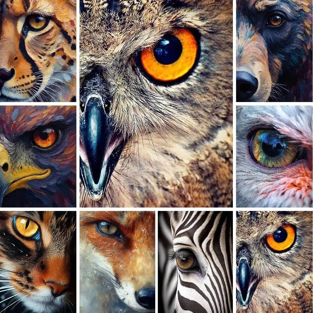 Acrylic Paint Painting By Numbers Coloring Draw On Canvas Diy Unique Gift Home Decoration Owl Bear Fox Eagle Wall Picture