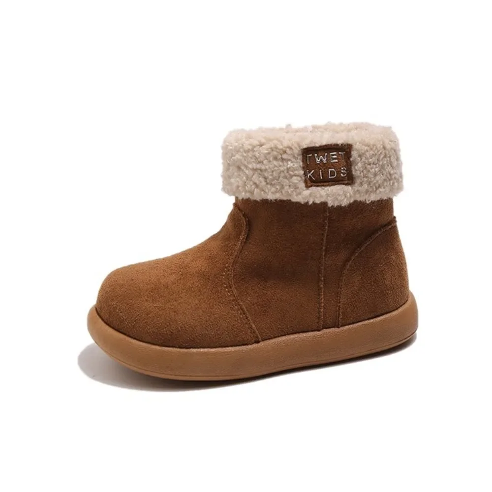 Toddler Fleece Lined Winter Ankle Boots, Kids Suede Warm Snow Boots, Side Zipper Non Slip Soft Sole Baby Boots for Boys Girls