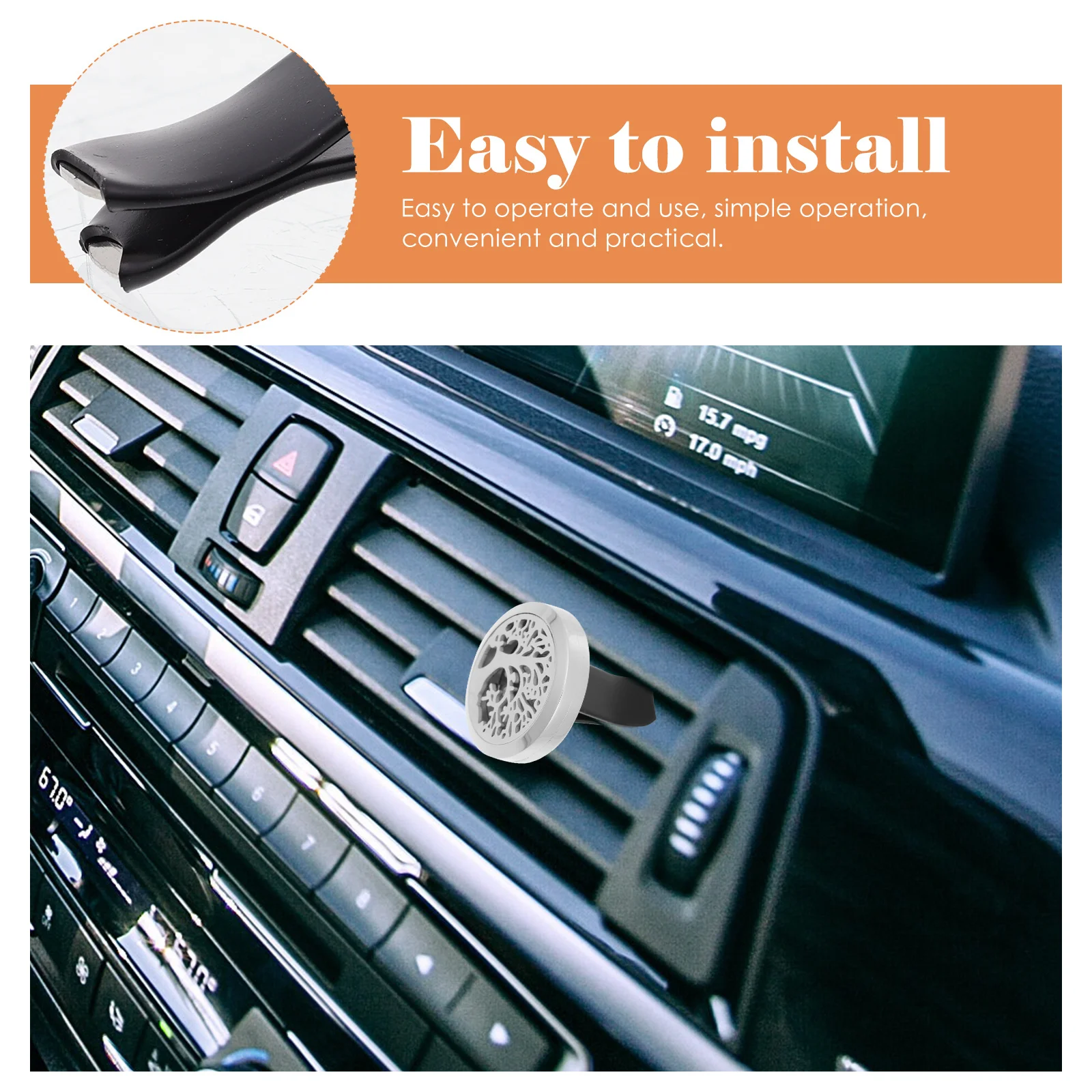 

Stylish Car Perfume Diffuser Clip-on Aroma Vent Diffuser Hollow Metal Design for Car Home Office Decorative Scented Accessory