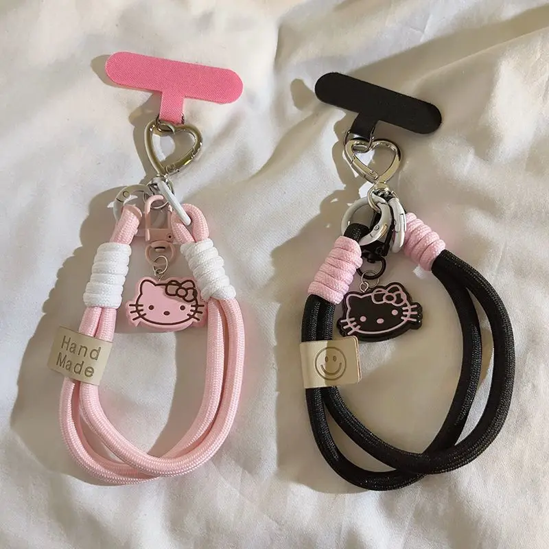 

MISION Pink KT cat hanging accessory phone case hanging rope Student Keychain Phone Decorative Bracelet Backpack Pendant Toys