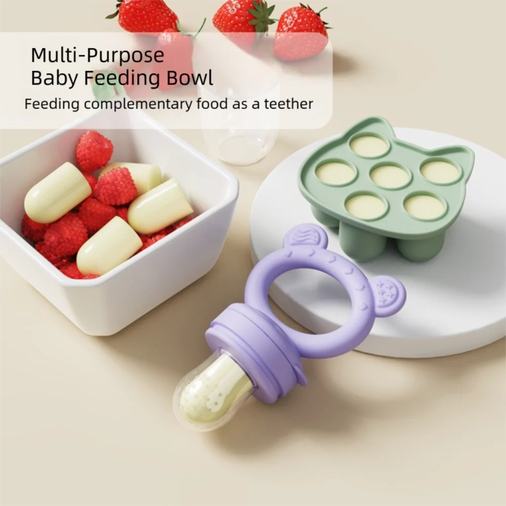 

Silicone Baby Teether Toy Set BPA-Free Easy to Clean Infant Pacifier Fruit Vegetable Shape Bite-Resistant Baby Feeding Tableware
