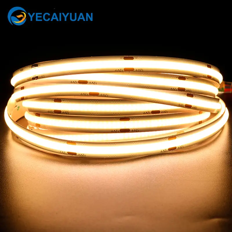 

DC 12V 480LEDs/m COB LED Strip Light High Density Uniform Luminescence Flexible COB led strip light