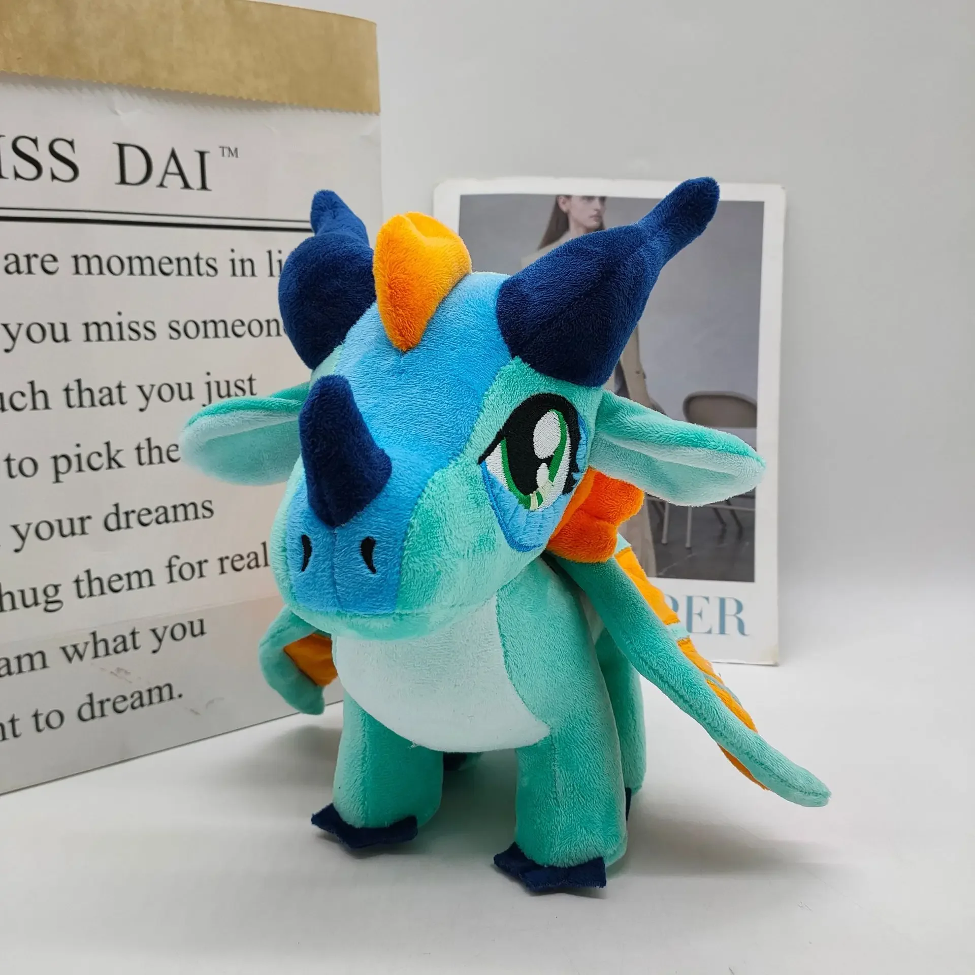 2024 New Cute Wings Of Fire Dragon Plush Doll 23cm Carton Blue Big Eye Wings Of Fire Dragon Push Doll Toy For Kid Christmas Gift