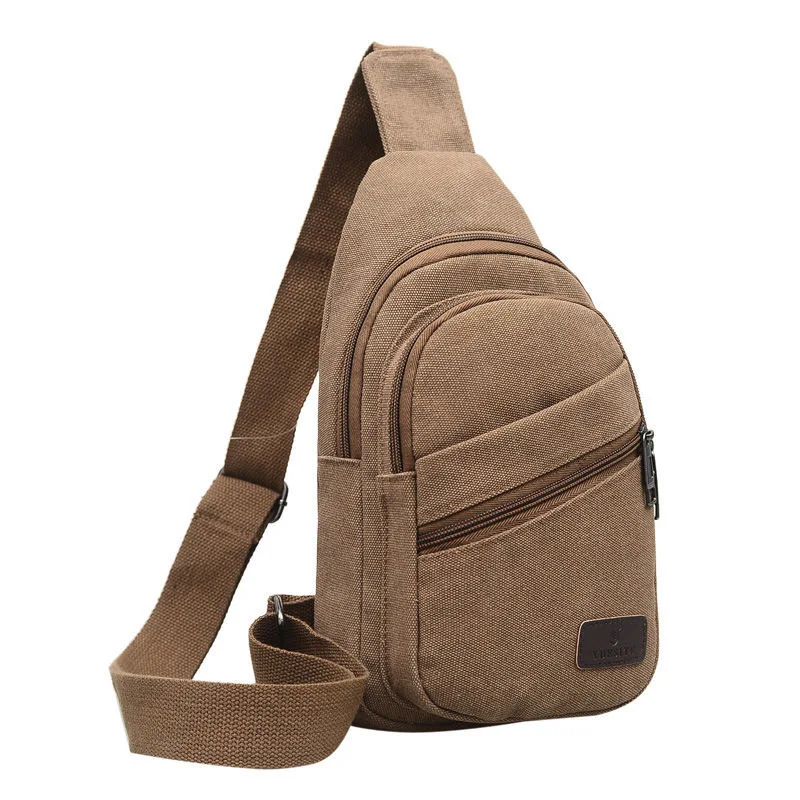 Men's Chest Bags Retro Thickened Canvas Chest Bag Messenger Bag Outdoor Chest Backpack Men's Casual Sports Bag