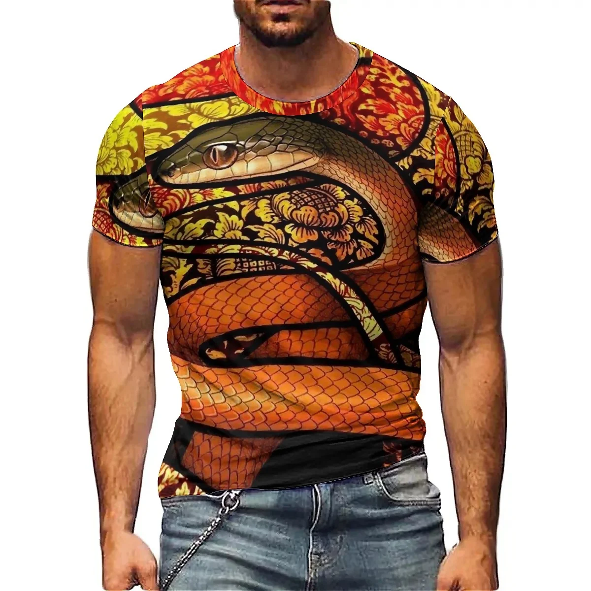 New Men's Anime Cartoon Harajuku Style 3D Printed Short Sleeve T-shirt Loose Polyester Fiber Soft and Comfortable Breathable Fab