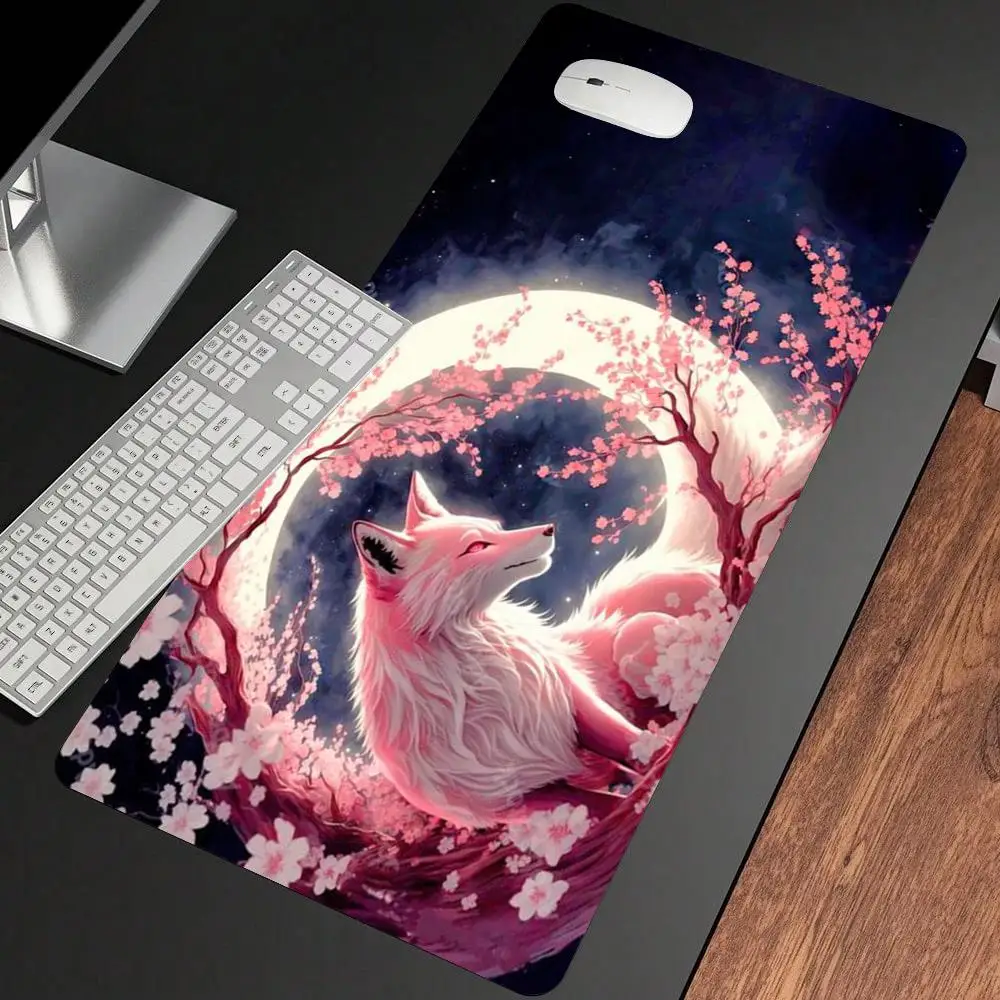 

Hefeng Fox Moon Watching Moon Pad Large Japanese Sakura Powder Computer Desk Pads Rubber Anti-Slip Laptop Keyboard Accessories