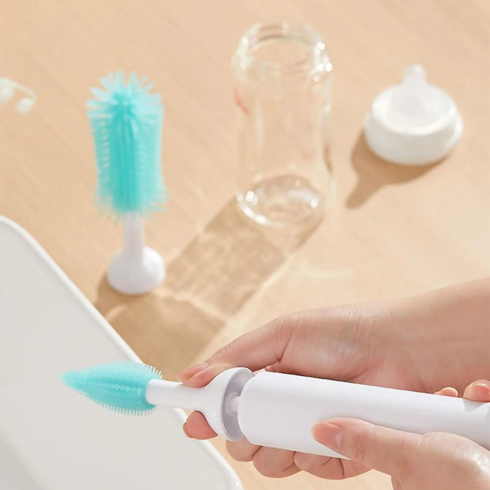Electric Bottle Brush Cleaner Waterproof Baby Bottle Washer Brush Replaceable Tool Kit Cleaning Supplies for Women Mom Home