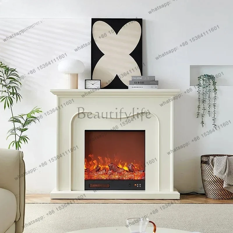 1.2 meters French fireplace decorative cabinet, cream wind mantel simulation fire electronic fireplace core household