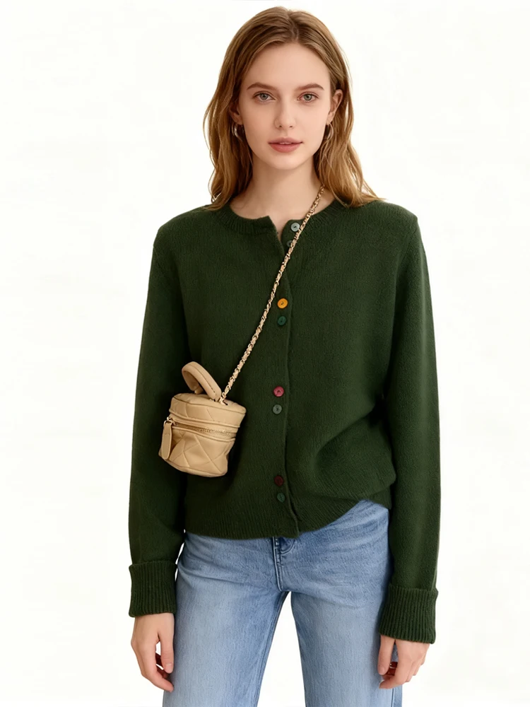 جديد أنيق متعدد الألوان زر الصوف الناعم سترة رمادي طاقم الرقبة المرأة سترة أعلى الخريف الشتاء الكورية مراجعات العديد من ملابس الفتيات