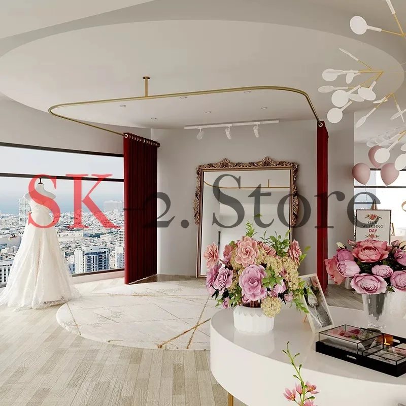 Wedding dress shop fitting circle, changing room, simple U-shaped ring frame partition, clothing store fitting room