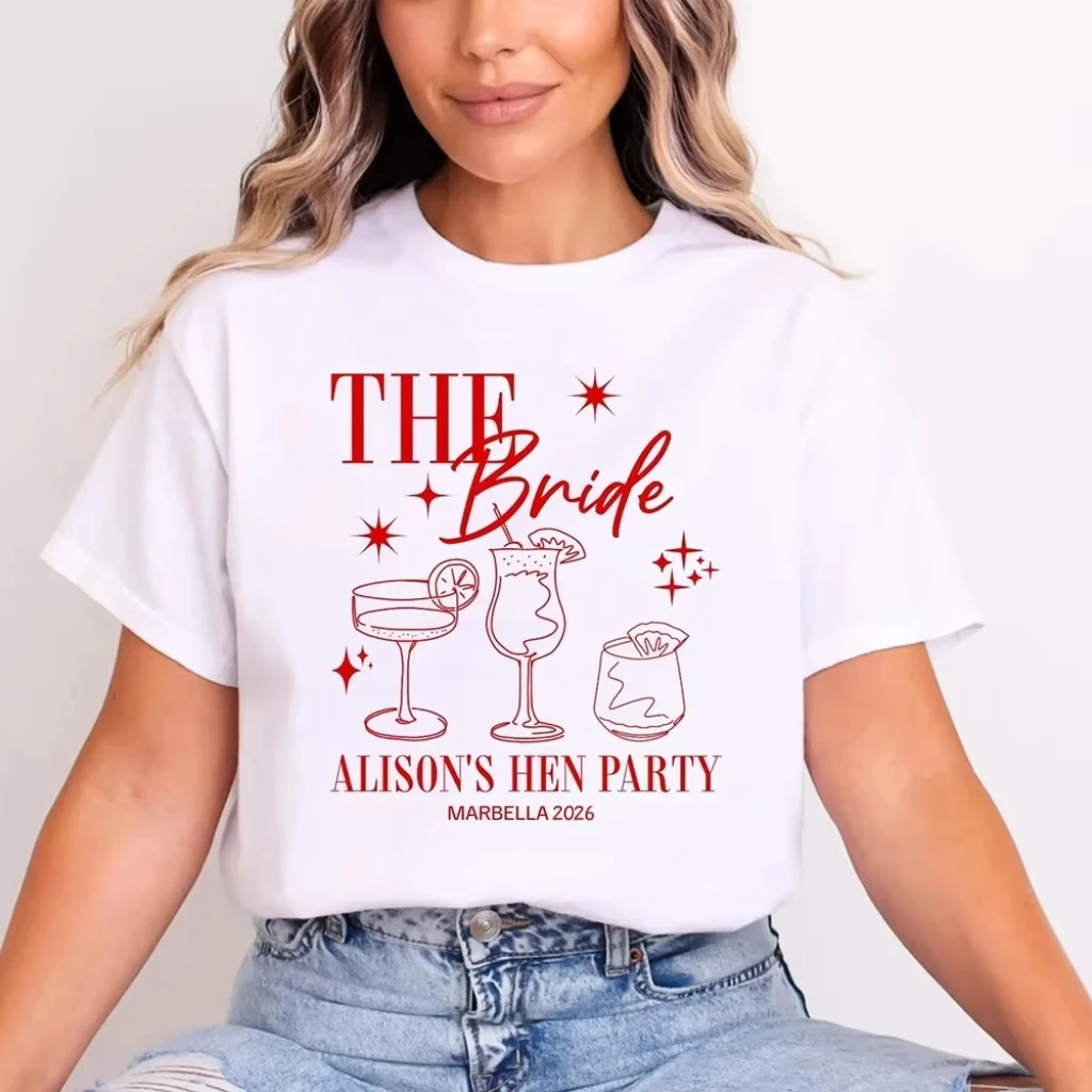 Women Personalised Hen Party T Shirts Team 2026 Bride Party Shirts Hen Party Tops Unisex Top Daily Trendy Party Streetwear