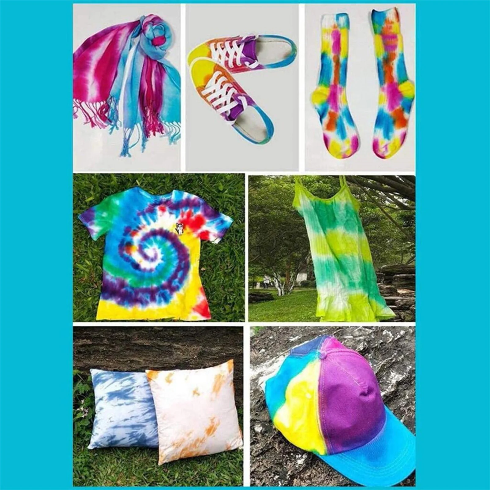6/8/10 Colors Tie-Dye Kit Fabric Textile Paints Colorful Tie Dying Perfect for Halloween Parties