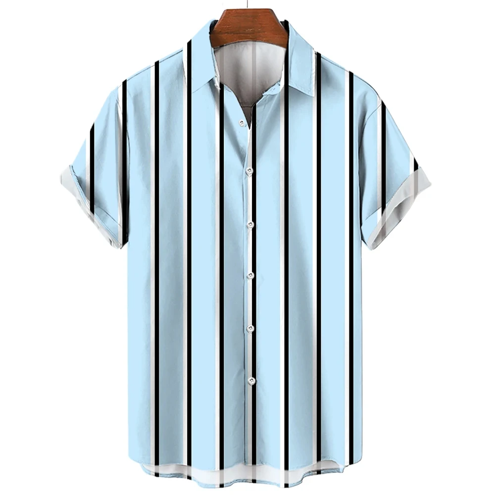 Summer Short Sleeved Shirt Thin Shirt Men\'s Clothing Casual Striped Shirt Fashion Tees New Shirt Mens 2024 Tops 3d Printing