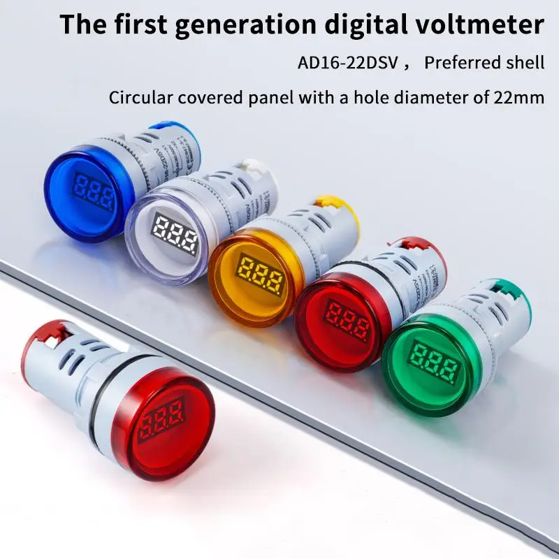 1Pcs LED Digital Display AC Voltmeter Indicator Light 110V 220V 22MM AD16-22DSV Type AC 60-500V Mini Meter Volt Gauge Voltage V