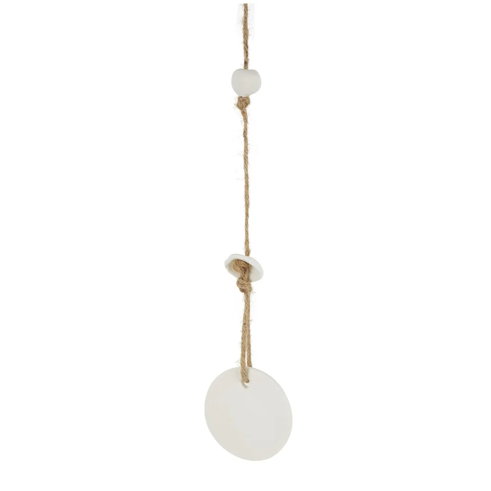 Handmade Ceramic Wind Chime 25 Inch Black with White Disks Indoor Outdoor Decor Gift Bohemian Style Unique Long Decorative Sound - Image 4