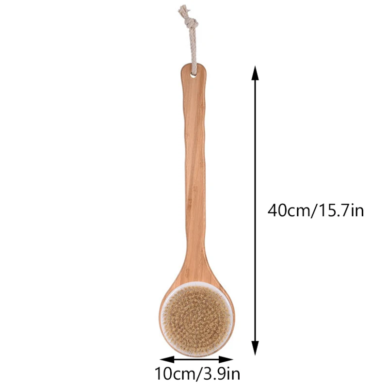 Bamboo Back Scrubber Long Handle Body Scrubber Light Easy-to-Hold Shower Brush For Skin Cleaning Exfoliating