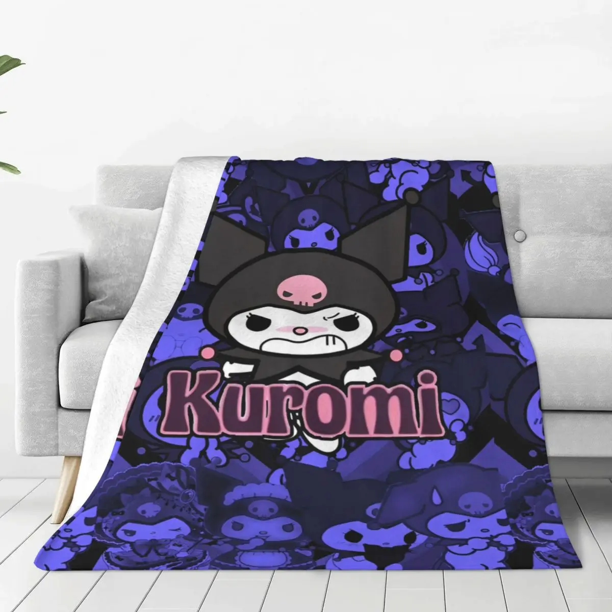 MINISO Kuromi Kawaii Halloween Blanket Anime Y2K Quality Soft Warm Bedding Throws Winter Girls Boys Outdoor Funny Bedspread