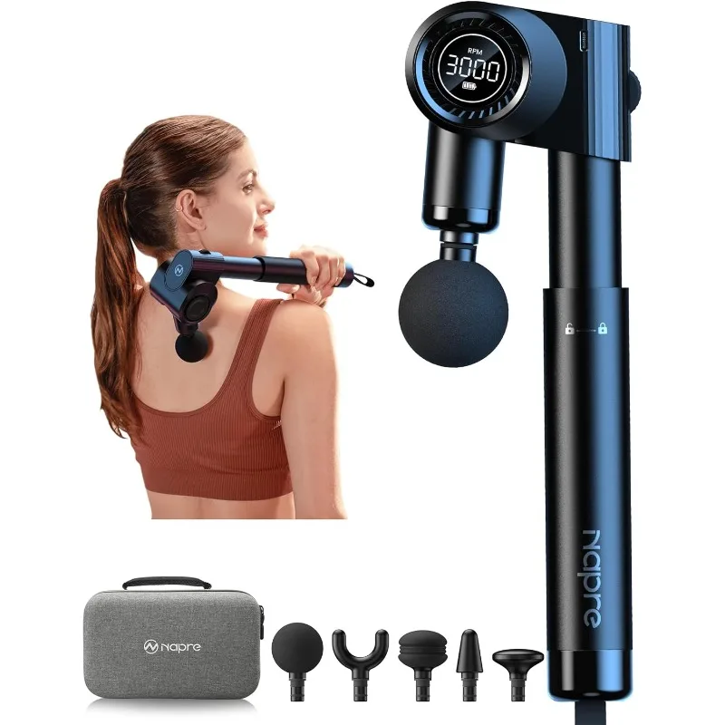 

Foldable Massage Gun Deep Tissue with 5 Adjustable Angles,Portable Percussion Back Massager for Muscle