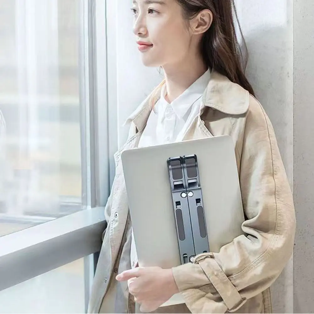 

Подставка для ноутбука из алюминиевого сплава, подъемная складная охлаждающая подставка для ноутбука, подъемный охлаждающий держатель, нескользящая опорная основа для ноутбука