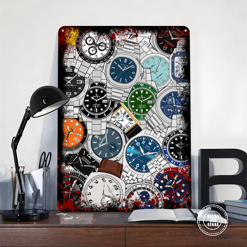 Random Luxury Watches Tinplate Poster Customized Wall Art Vintage Metal Signs Retro Tin Plaque for Home Decor Accessories House