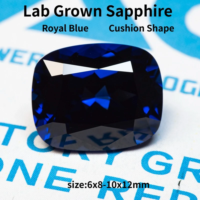 

ABCL-Lab Grown Sapphire Royal Blue Rectangular Cushion Shape VVS1 for Charms DIY Jewelry Making Material Selectable Certificate