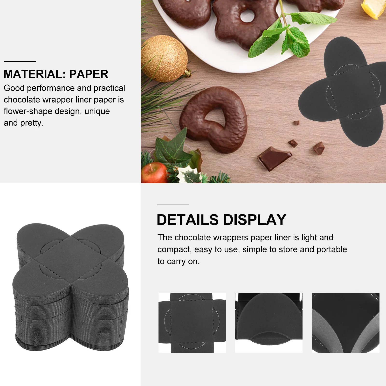 

100pcs Chocolate Paper Liners Truffle Wrapping Flower-Shape Baking Packaging Decorative Liner For Wedding Party Gift Box
