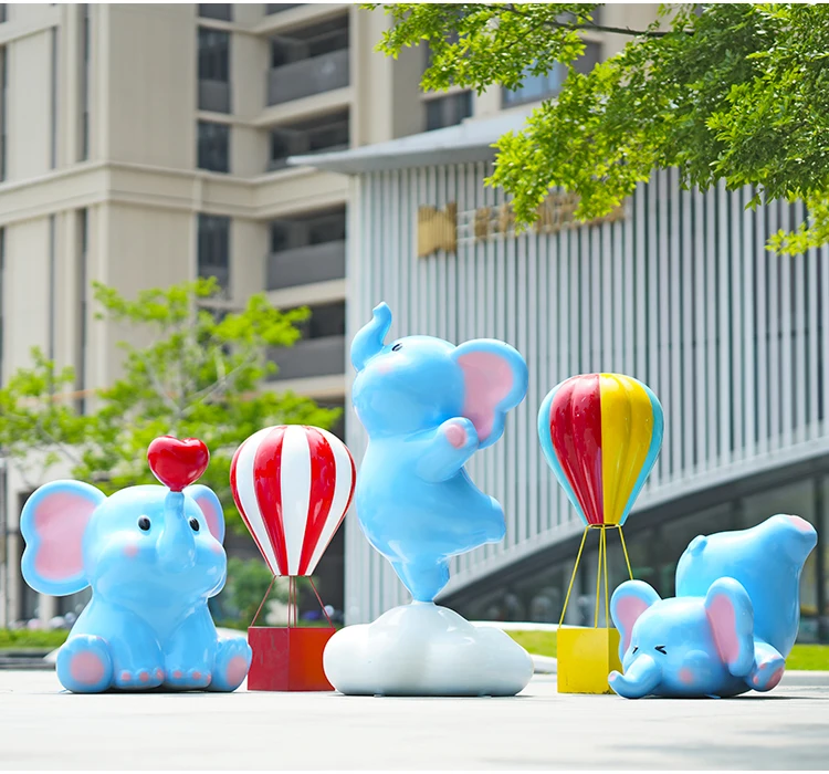 Outdoor cartoon elephant sculpture large ornament fiberglass model