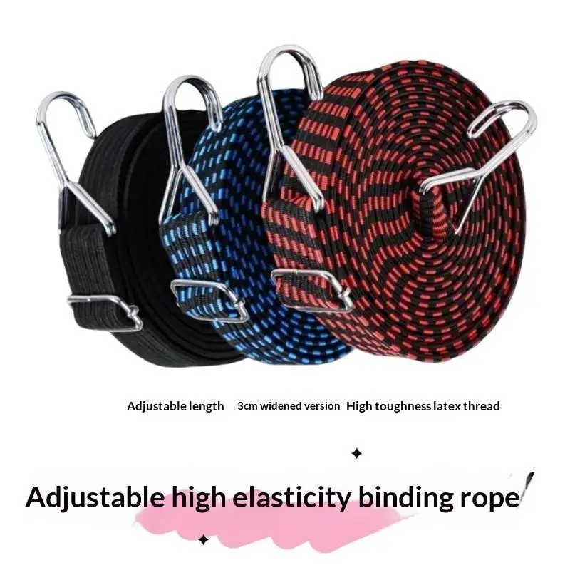 Elastic Lashing Strap Adjustable Tear Proof Buckle Universal Binding Belt for Luggage Motorcycle Bike Outdoor Trip Cargo Tie Do