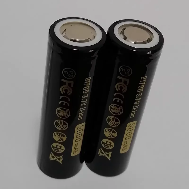 New 21700 5000mAh 100% Real Capacity 3.7V Lithium Ion Rechargeable Battery for Flashlight flat head batteries