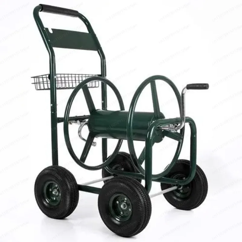 

Садовая водопроводная труба, маленькая четырехколесная металлическая тележка для хранения водопроводных труб, стойка для намотки шланга, портативная стойка для хранения