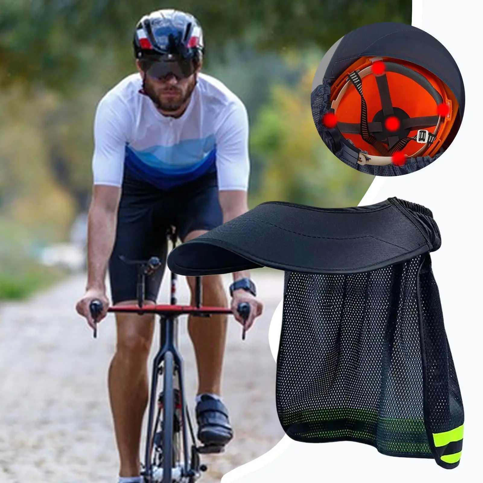 Sun Shade For Hard Hat Mesh Neck Sun Shield Reflective Strip Protective Helmet Attachment For Working Construction Sites Men